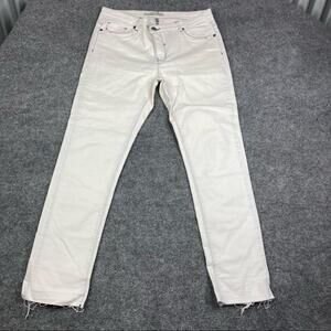 Acoté white jeans. (French brand) slim frayed hem women's size 3 indie‎ sleaze